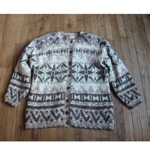 Vintage Mohair‎ Perfume Knit Cardigan Sweater Women UK 12-16 US M/L Fair Isle